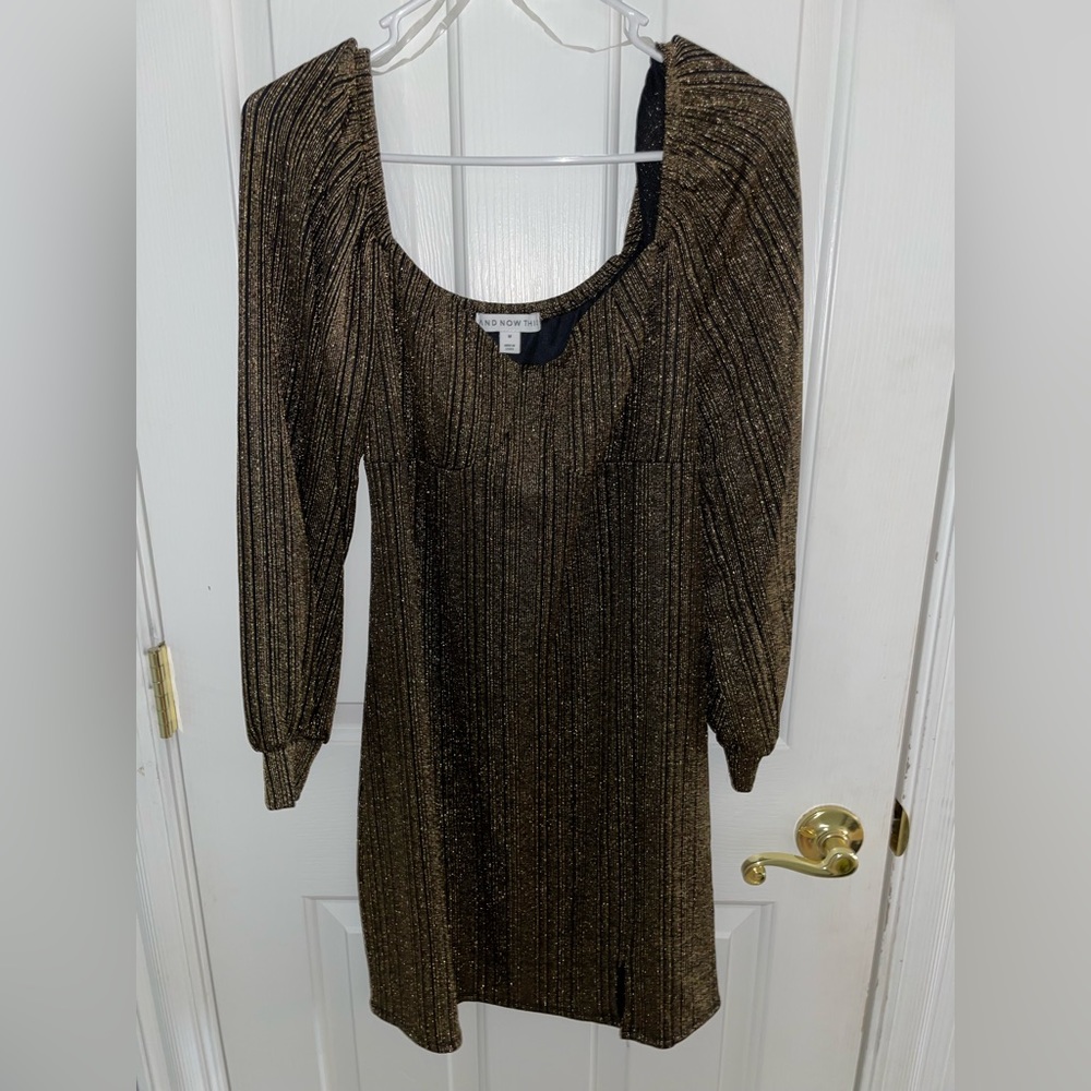 Gold and black long sleeve dress
